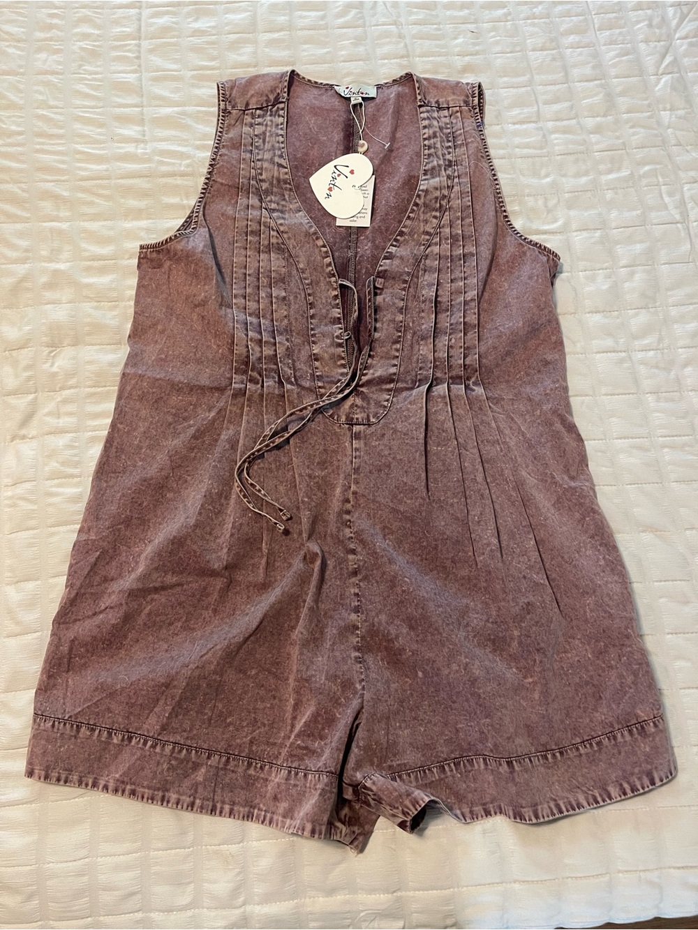 Vintage-Inspired Washed Mauve Romper Jumpsuit